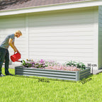 240 x 120cm Galvanised Steel Open Planter - Silver