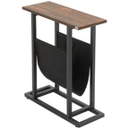 Beistelltisch, Nachttisch, schmales Design, mit Stofftasche, Stahl, dunkelbraun+schwarz, 49 x 19 x 55cm