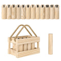 Molkky Game, Wooden Skittles Throwing Game with 12 Skittles, 1 Throwing Pin and Carrying Box, Outdoor Games for Adults, Garden, Picnic, Beach, Party