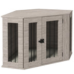 Hundebox, Hundekäfig, Eckdesign, inkl. Verriegelung, 1 Liegekissen, 104 x 55 x 63 cm, Braun