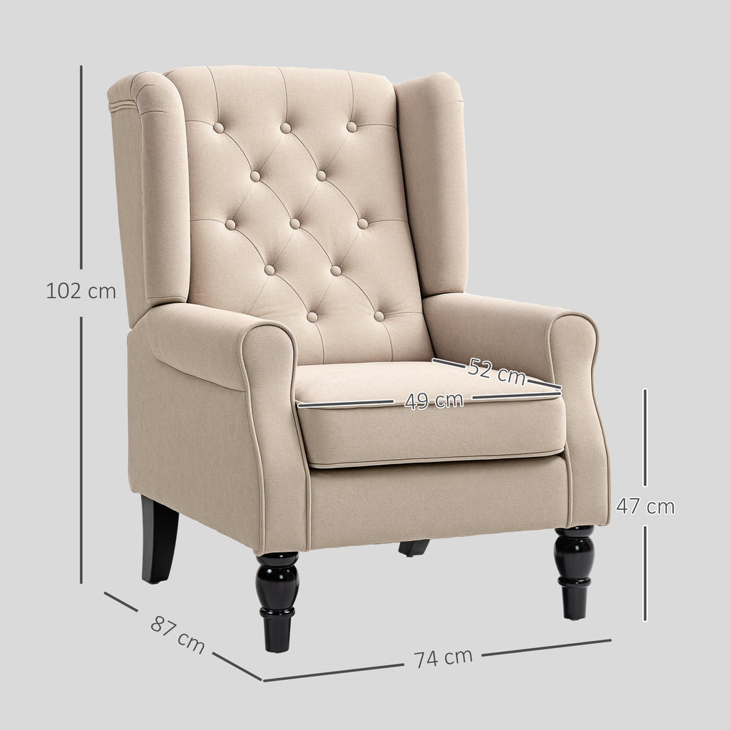 Eleganter Ohrensessel, dick gepolstert, abnehmbarer Bezug, 74 x 87 x 102 cm, Beige