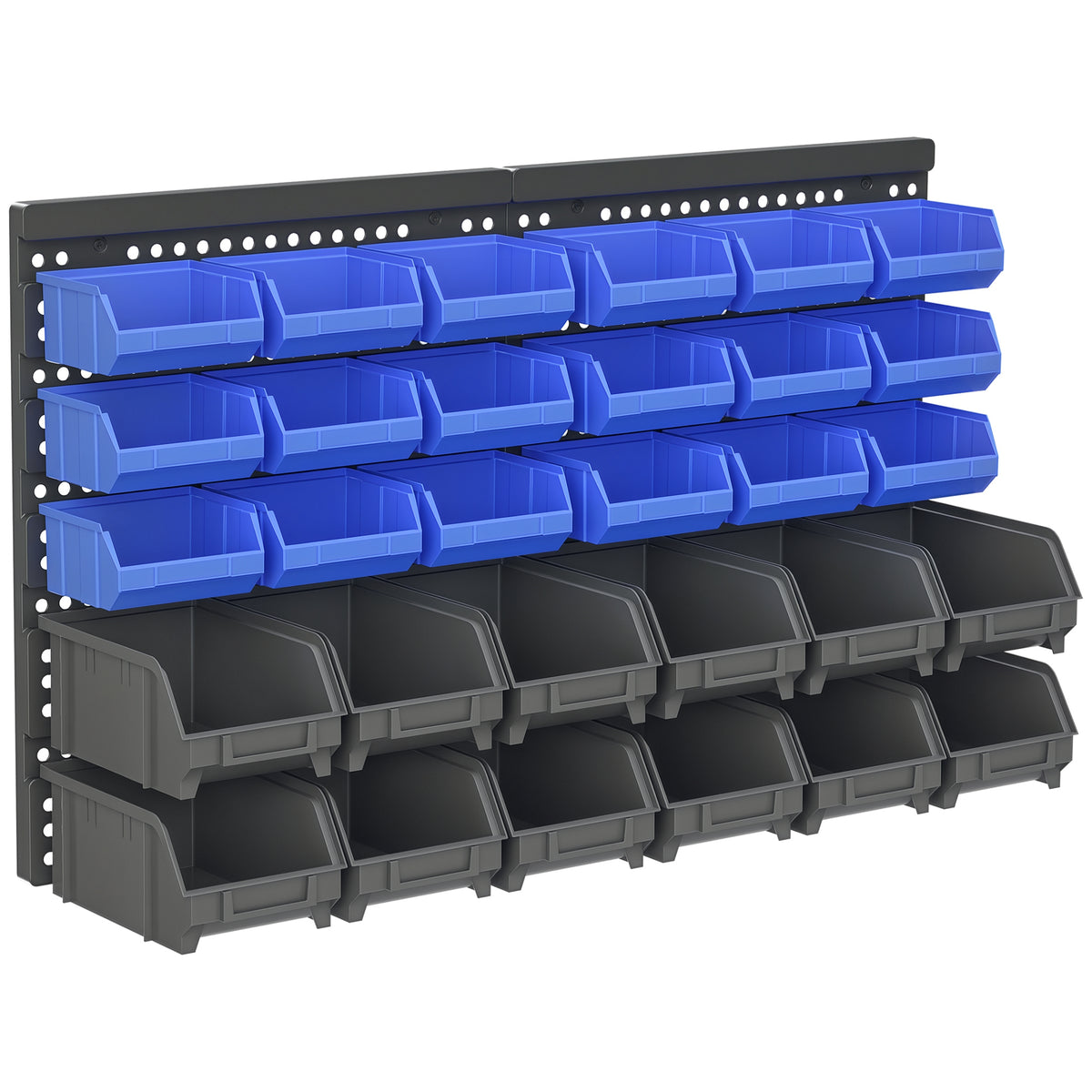 Sch¨¹ttenregal, Werkstattmagazin, 30 Boxen in 2 Gr??en, stapelbar, 63x18x37,5cm, Blau