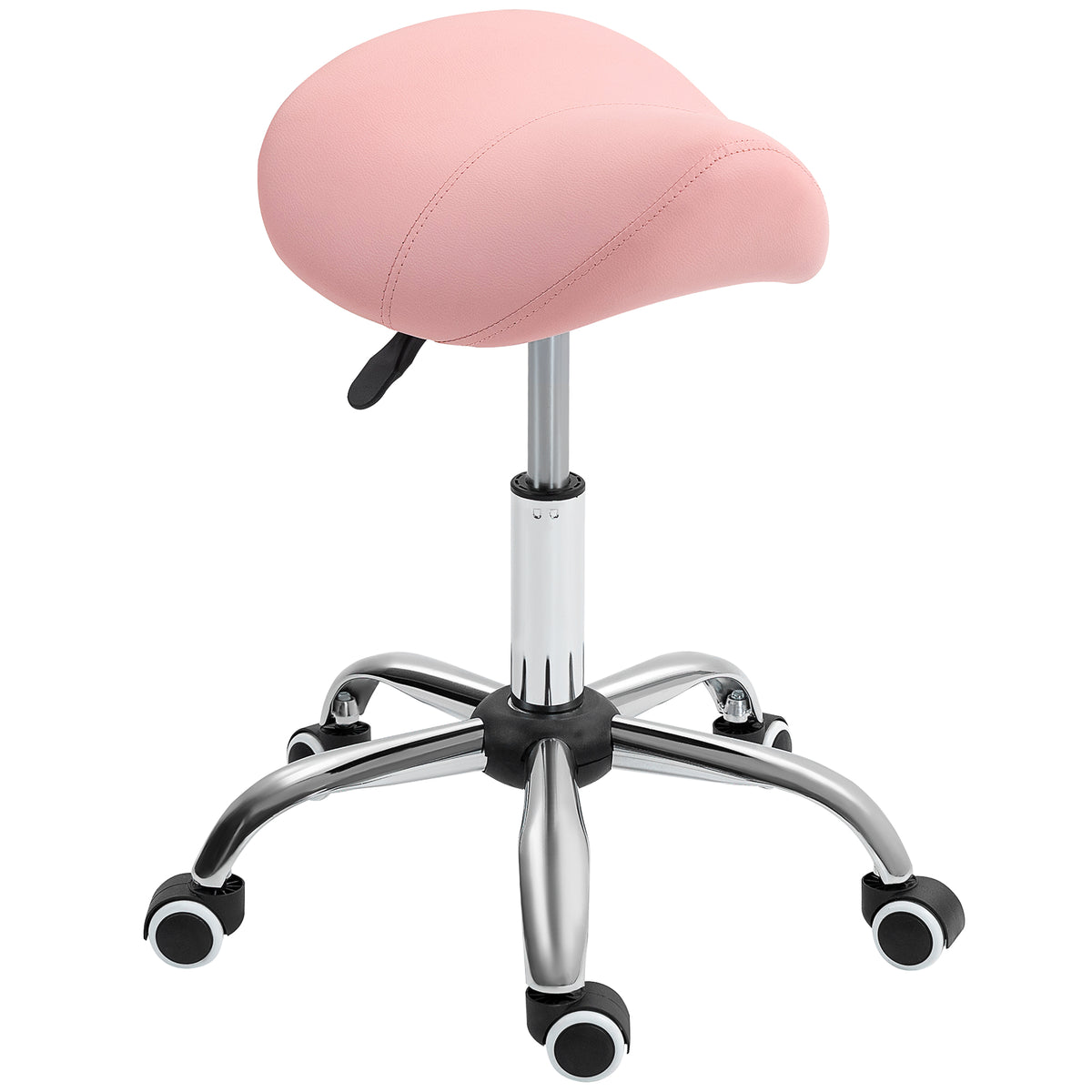 Rollhocker höhenverstellbar 49-61 cm Arbeitshocker 360° drehbar Hocker Bürohocker für Büro Salon Massage Spa Rosa