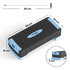 Steppbrett höhenverstellbar Fitness Aerobic Stepper mit 2 Stufen (11/16 cm) 2 Widerstandsbändern, Anti-Rutsch-Matte Blau