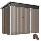 7.5 x 4.3ft Metal Garden Storage Shed, Waterproof Outdoor Shed with Triple Lockable Door, Gloves, Vents, Light Grey