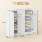 Schuhschrank mit 10 Regalen f¨¹r 25-30 Schuh-Paare, L¨¹ftungsl?cher, Soft-Close-T¨¹ren, Holz, Wei?