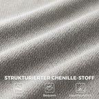 360° drehbarer Loungesessel mit Hocker, höhenverstellbar, Chenille-Bezug, mit Lendenkissen, Cremeweiß