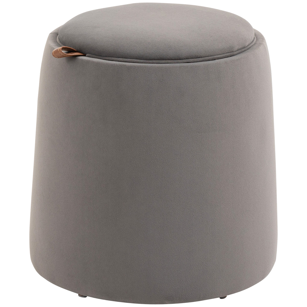 2-in-1 Hocker in Samtoptik inklusive Stauraum und abnehmbaren Deckel Φ44 cm x 47,5 cm Grau