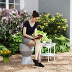 Sitzhocker aus Keramik 120kg belastbar Ø33 x 45,5 cm Wetterfest Garten Hocker in Sanduhrform Hellgrau