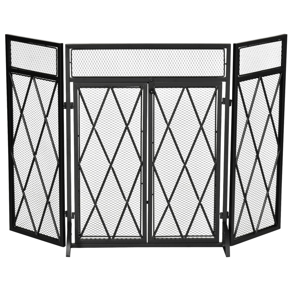 Funkenschutzgitter Funkenschutz, klappbar, 3-teilig, 120 cm xx 79 cm, Schwarz