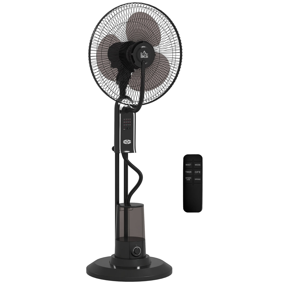 Ventilator mit Wasserkühlung, Luftbefeuchter, 10° Neigbar 70° Oszillierend 3 Geschwindigkeitsstufen 75W, Schwarz