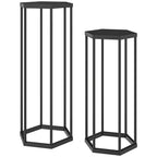 2er-Set Pflanzständer für Innen- und Außenbereich, Hexagonale Metall-Blumentopfhalter für Garten, Terrasse, Balkon