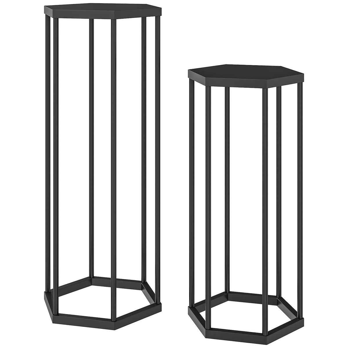 2er-Set Pflanzständer für Innen- und Außenbereich, Hexagonale Metall-Blumentopfhalter für Garten, Terrasse, Balkon