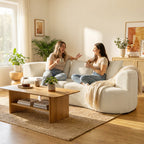 3-Sitzer-Sofa, 260 cm Chenille-Sofa mit breiter Sitzfläche, Federkernpolsterung, hochdichtem Schaumstoff, 3 Kissen creme