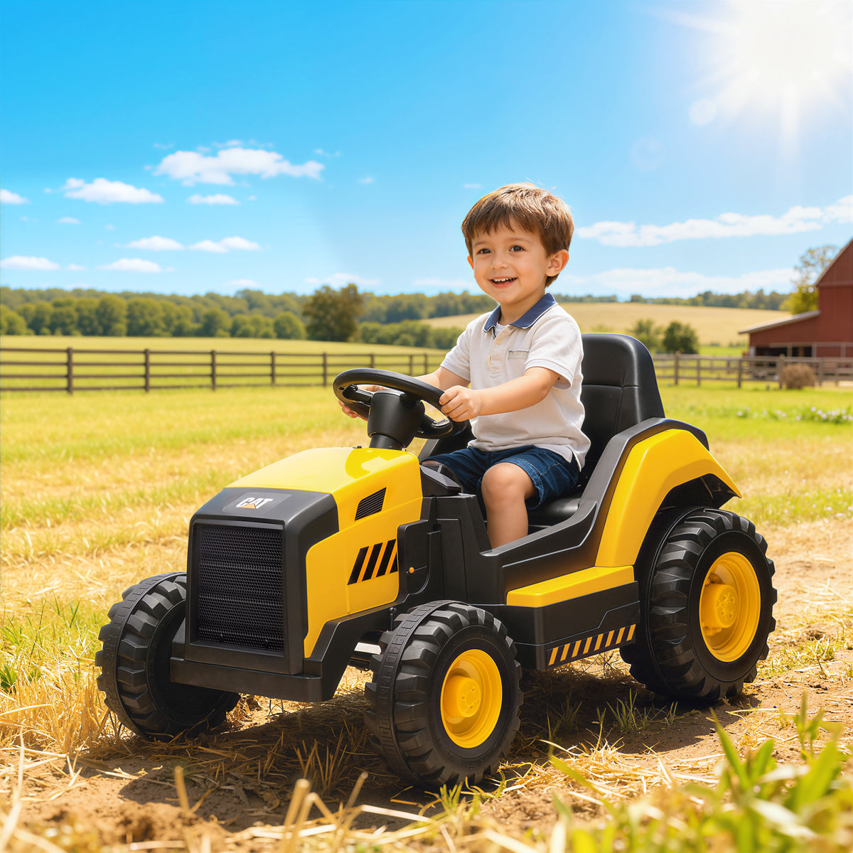 Kinder-Baufahrzeug, Aufsitzauto f¨¹r Kinder, Fernbedienung, manuelle Steuerung, Bluetooth+Musik-Funktion, 3-6 Jahre, Kunststoff, Stahl, Gelb