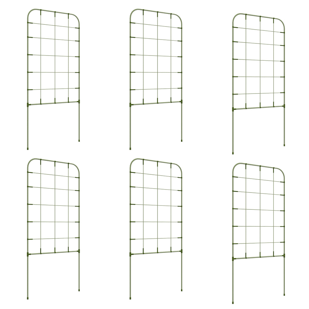 Rankgitter-Set, 6 Metallspaliere für Kletterpflanzen, Stahl, 40 x 90 cm, Grün