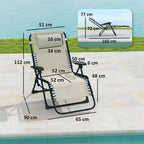 Sonnenliege klappbar Gartenliege mit Kopfkissen, 5-Fach verstellbare R¨¹ckenlehne bis 120 kg belastbar Beige
