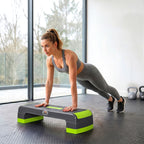 Aerobic Step with 3-Level Adjustable Heights for Home, Office Exercise, Grey and Green