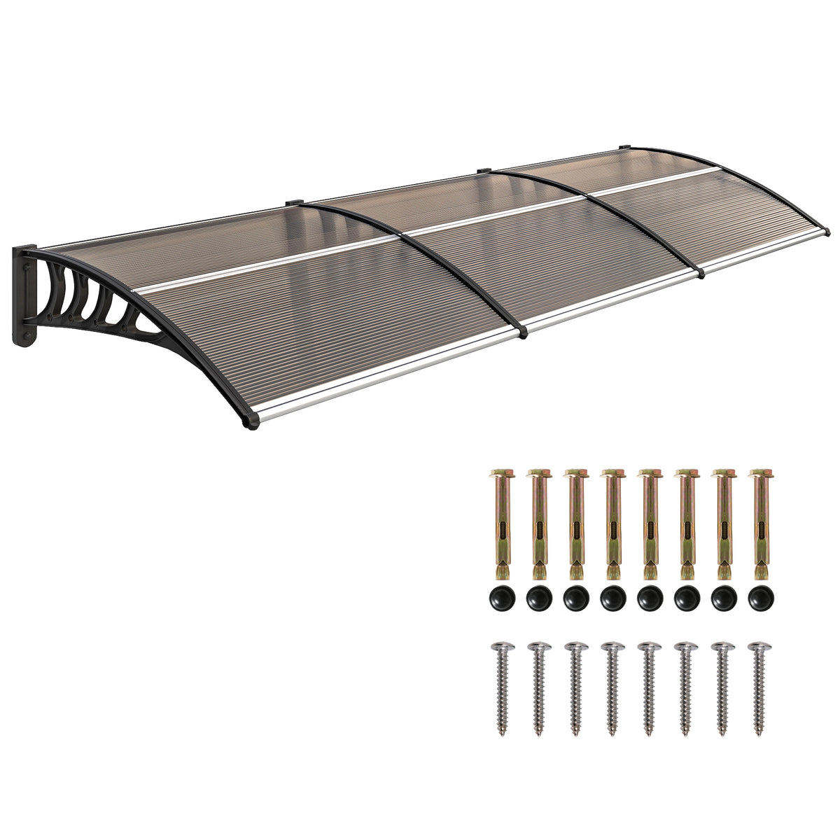Front Door Canopy, Outdoor Awning, Rain Shelter, 303 x 96cm , Brown