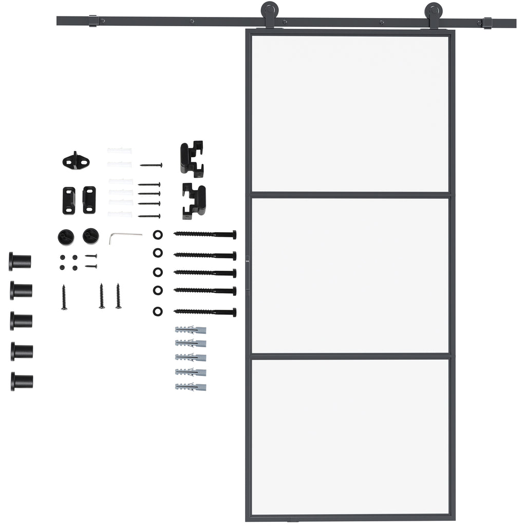 Schiebet¨¹r-Kit, Kohlenstoffstahl, Installations-Set ohne T¨¹r, platzsparend, Schwarz