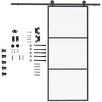 Schiebet¨¹r-Kit, Kohlenstoffstahl, Installations-Set ohne T¨¹r, platzsparend, Schwarz