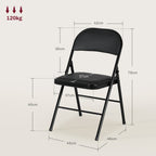 2er-Set Klappstühle, Tragbare Bürostühle, Metallbeine, Faltstuhl für Büro, Empfang, Wartezimmer, Kunstleder, Schwarz