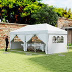 Pavillon ca. 6x3m Stabil Winterfest Pop-up Faltpavillon mit Fenster Reißverschlusstür Seitenteilen UV Schutz