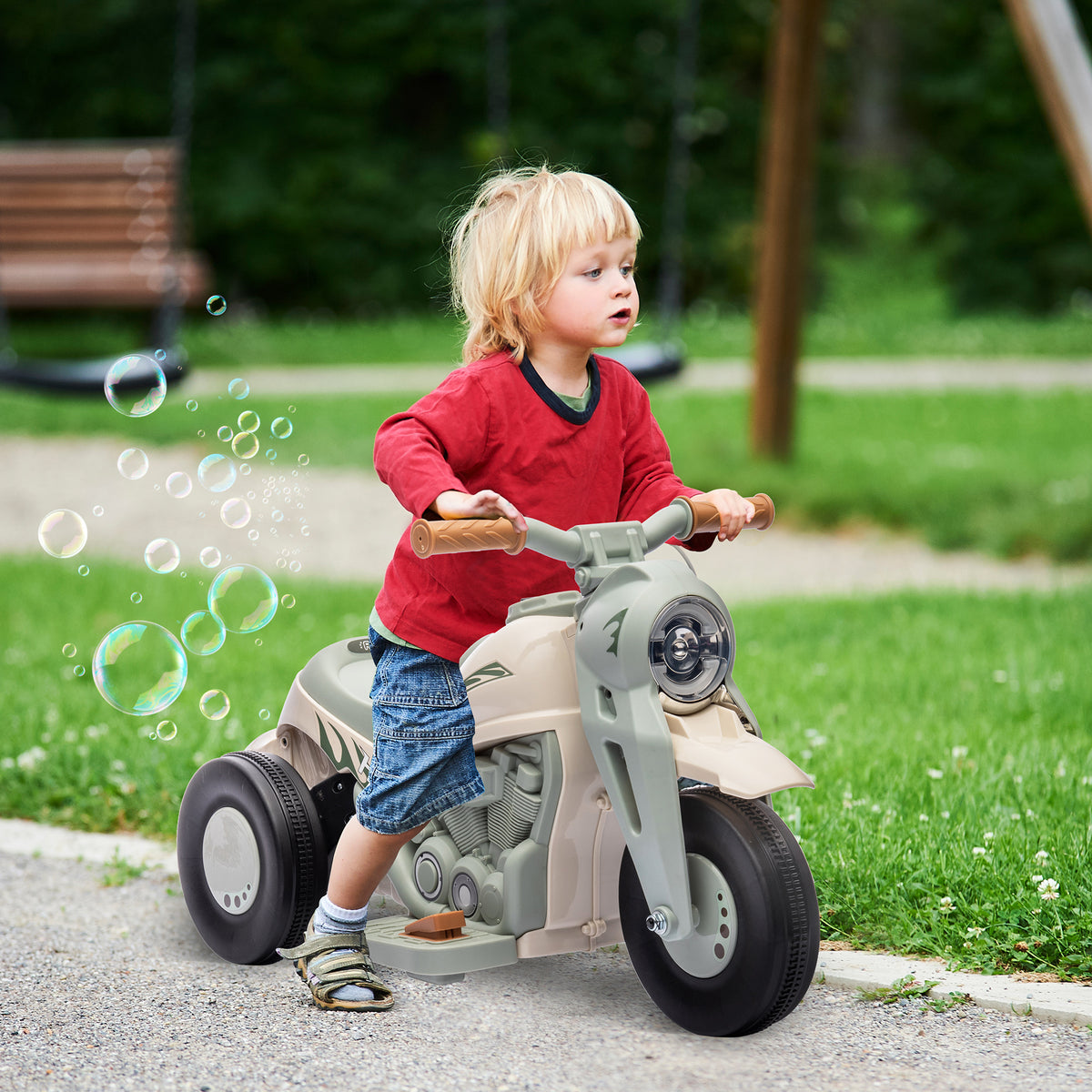 Kinder Elektro-Motorrad, 6V Kindermotorrad mit Musik, Blasen 2,5-3 km/h, f¨¹r 2-5 Jahre Kinder