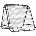 Double Sided Football Rebounder Net, Football Rebound Goal with Five Adjustable Angles, Black