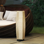 Solar Stehlampe Rattan Solarlampen mit Lichtsensor Automatische LED Solarleuchte im Boho-Stil IP44 Wasserdicht