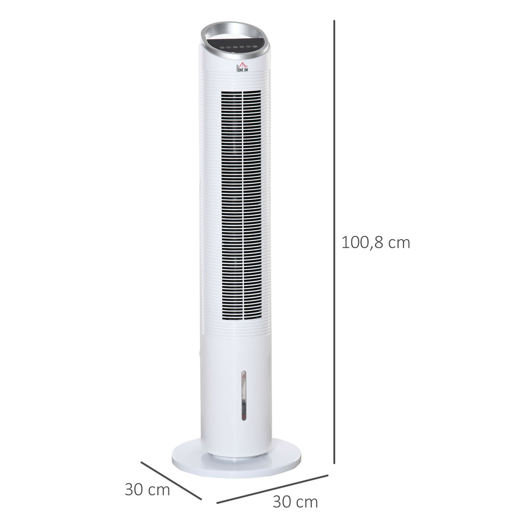 Turmventilator mit Wasserkühlung und Fernbedienung 60W 20㎡ 30 cm x 30 cm x 100,8 cm 3 Modi Weiß