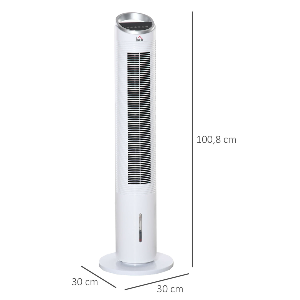 Turmventilator mit Wasserkühlung und Fernbedienung 60W 20㎡ 30 cm x 30 cm x 100,8 cm 3 Modi Weiß