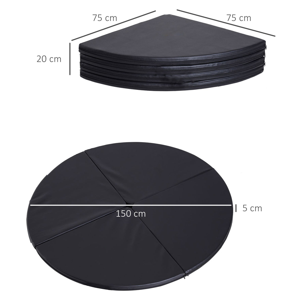 Pole-Dance-Matte, 5 cm dicke runde Kunststoff-Matte f¨¹r Pole-Dance-¨¹bungen, Gymnastik, Yoga, Schwarz