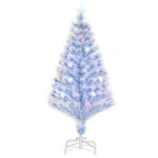 Künstlicher Weihnachtsbaum 120 cm Christbaum künstlich mit Glasfaser und LED-Beleuchtung, 130 Spitzen Tannenbaum inkl. Stahlständer für Drinnen Weiß+Blau
