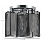 Deckenlampe Deckenleuchte 2-Flammig E27 Badlampe Modern Küchenlampe Lampe für Schlafzimmer, Badezimmer, Küche, Wohnzimmer Weiß Ø47,5 x 33 cm (Ohne Glühbirnen)