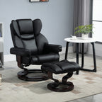 Relaxsessel mit Hocker, Liegefunktion, drehbar, bis 160 kg, Kunstleder, Metallrahmen, schwarz, 80 x 79 x 100 cm