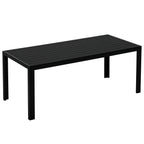  Gartentisch Kunststoff 190 x 84,5 x 72 cm Wetterfest, Holz Optik, Holzstrukur, rutschfest Buffettisch Campingtisch Balkontisch Terrassentisch Outdoor Esstisch für Garten, Balkon Schwarz