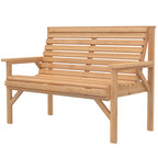 2 Seater Wooden Garden Bench, Slatted Patio Bench with Armrest and Backrest, Outdoor Furniture for Indoor, Balcony