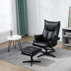 Relaxsessel mit Hocker, drehbar, neigbare Rückenlehne, Stahlrahmen, schwarz