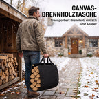 Kaminholzregal 47,5 x 33 x 44cm erhöhtes Brennholzregal mit Canvas-Tragetasche bis 50 kg Indoor Outdoor