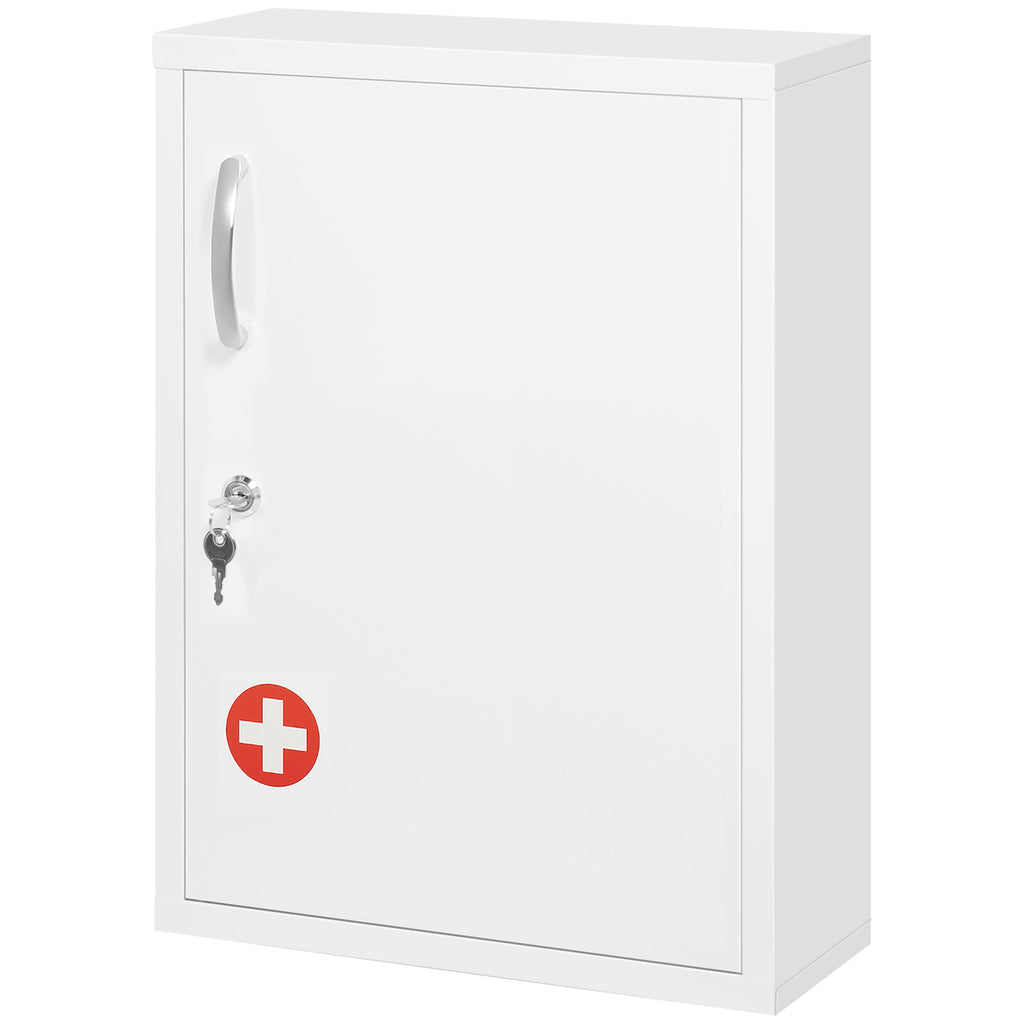 Medizinschrank, 3 F?cher, abschlie?bar, mit Rezeptfach, stabiles Stahlgeh?use, wei?, 40 x 15 x 53,5 cm