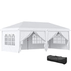 Faltpavillon 6 x 3 m, abnehmbare Seitenw?nde, gro?e Fenster, Rei?verschlusst¨¹ren, Stahlrahmen, Wei?