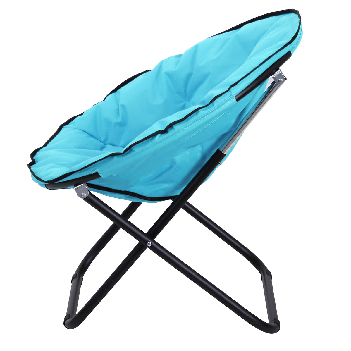 Campingstuhl Faltbar Campingsessel mit Lehne, Klappstuhl bis 120kg, gepolstert Moonchair Extra Breit, Faltsessel Outdoor Stuhl für Garten, Balkon, Camping, Blau