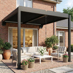 Pergola ca. 3x3 m Aluminium Terrassenüberdachung mit verstellbar Lamellendach Wandmontage Dunkelgrau