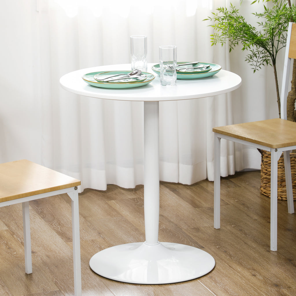 75H x Φ70cm Two-Person Minimalistic Dining Table - White