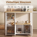 Küchenregal mit Stauraum, Mikrowellenregal mit 3 Körben und Schrank, 100 x 35 x 80 cm, Weiß