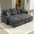 Verstellbares Bettsofa, L-f?rmiges G?stesofa mit Bettfunktion, Stauraum, Kissen, f¨¹r Wohnzimmer, G?stezimmer, Dunkelgrau