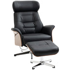 Relaxsessel mit Fußhocker, um 360° drehbar, Liegefunktion, Lesesessel, schwarz, 80 x 84 x 108 cm