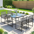 5 Pieces Garden Dining Set, Outdoor Patio Cube Set, 4 Seater Outdoor Table and Chairs with Foldable Backrest, Light Grey