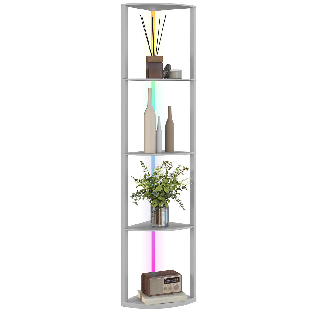 LED Stehlampe 5-stufige dimmbar Stehleuchte mit Regal, RGB Farbwechsel, Fernbedienung